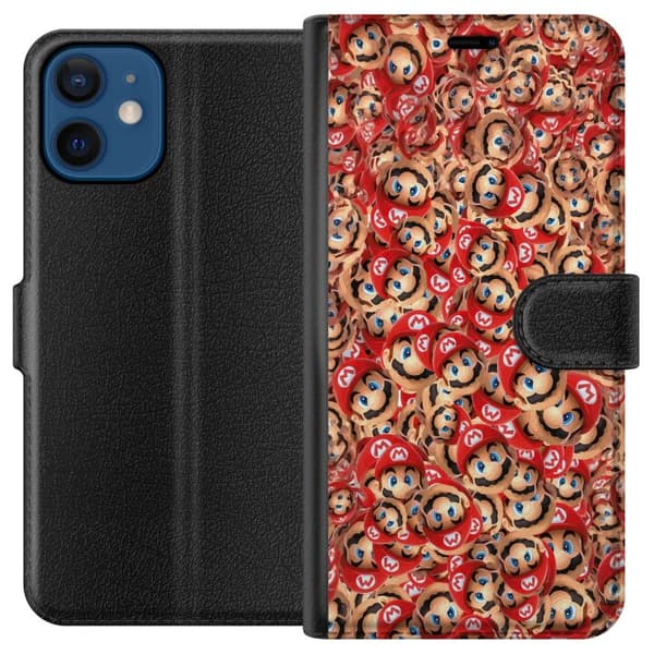 Kompatibel Tegnebogsetui til Apple iPhone 12 mini Super Mario mönster rød