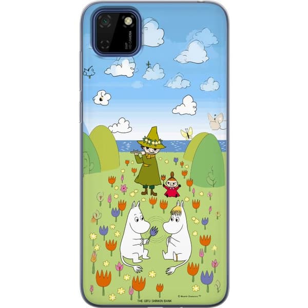 Kompatibelt Mobildeksel til Huawei Y5p Mumin i blomsteräng grønn