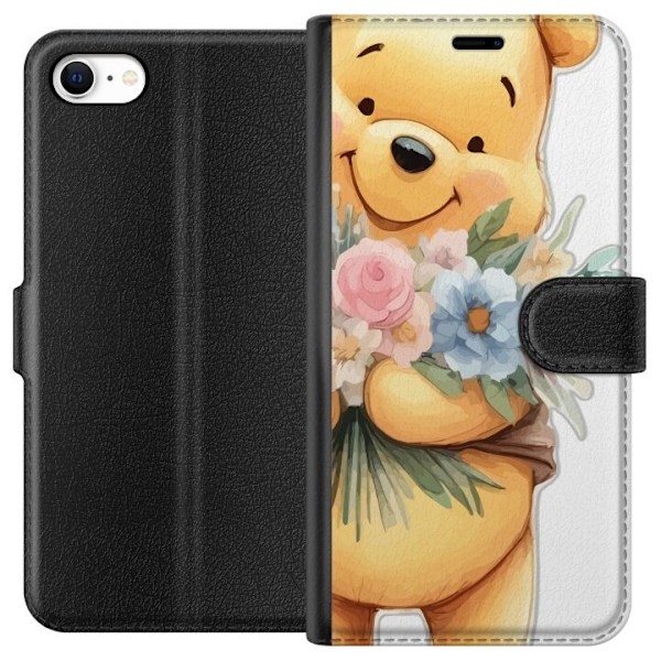 Apple iPhone 6s Tegnebogsetui Nalle Puh med blomster - klassisk børnefavorit i en blomstrende forårs miljø