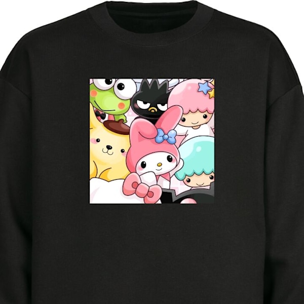 Collegepaita aikuisille | Klassinen Collegepaita Kawaii Sanrio musta M