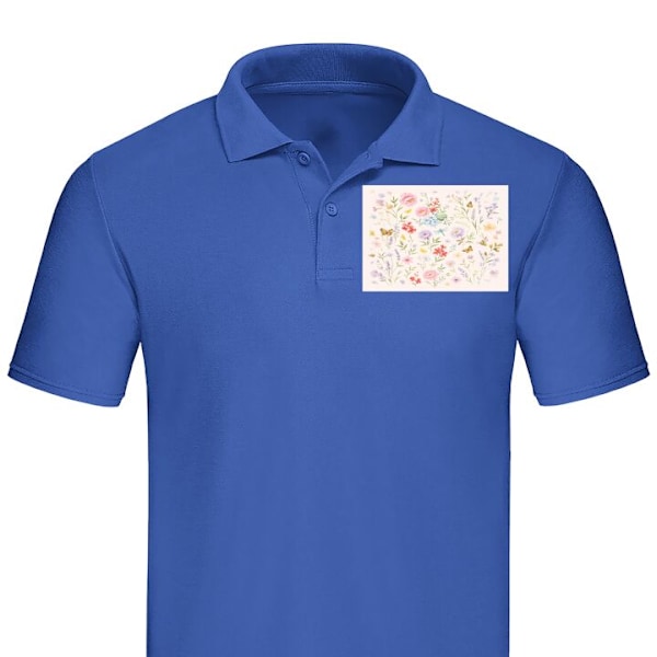 Poloshirt til Voksen | Elegant Poloshirt Blomster Blå Stor