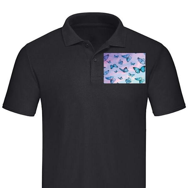 Poloshirt til Voksen | Elegant Poloshirt Sommerfugle Sort Medium