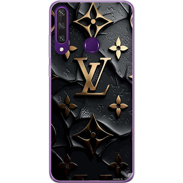 Huawei Y6p Gennemsigtig cover Louis Vuitton Mørk Tilstand Design Sort Luksus Stil Mode Populær Grafisk Mønster Modeikon Luksusmærke