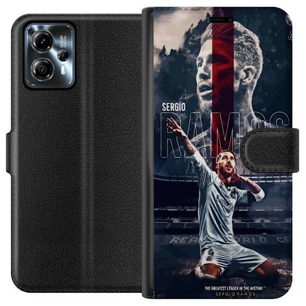 Motorola Moto G13 Lompakkokotelo Ramos Jalkapallolegenda Motiivi Pelaaja Real Madrid Espanja Takaisin Ikoni Nimi Jalkapallotähti Urheilu