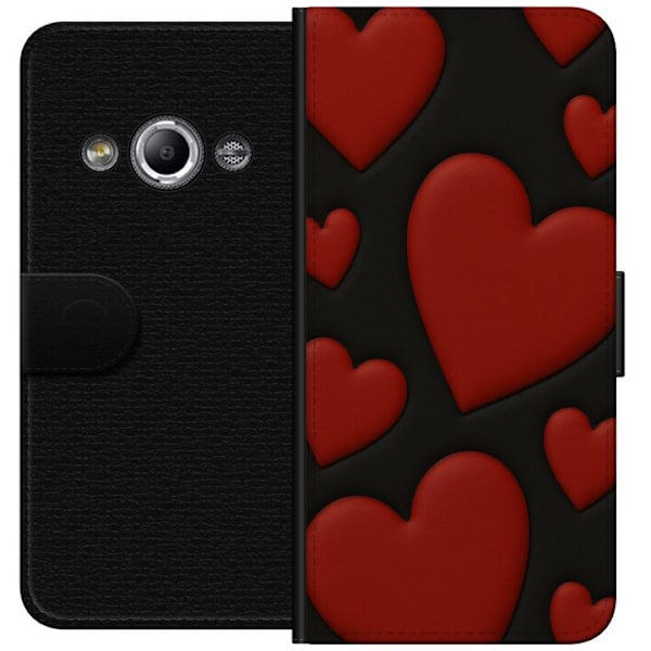 Samsung Galaxy Xcover 3 Lommeboketui Røde Fløyels hjerter