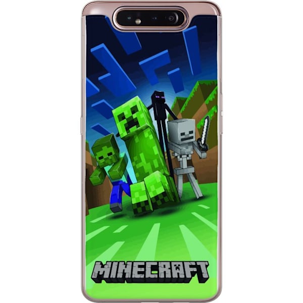 Samsung Galaxy A80 Genomskinligt Skal Minecraft Creeper mobilskal i klassisk grön pixelstil