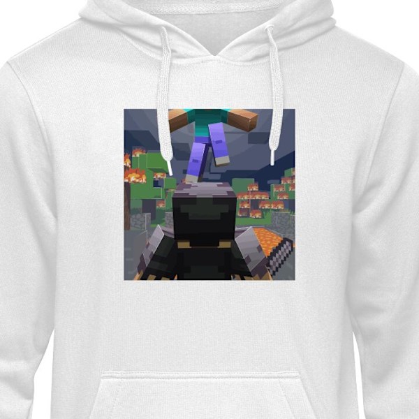 Hoodie til Voksen | Behagelig Hættetrøje Minecraft hvid XXL