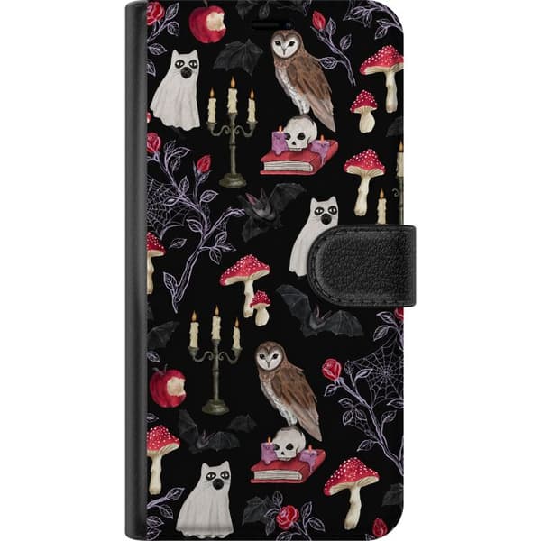 Kompatibel Tegnebogsetui til Samsung Galaxy S21 FE 5G Sort spøgelsescollage sort