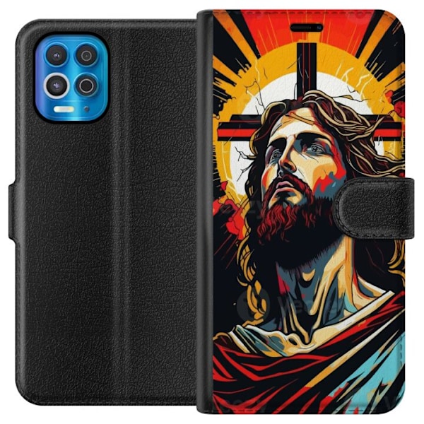 Motorola Edge S Lompakkokotelo Jeesus ja Kortti - uskonnolline