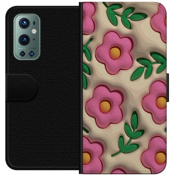 Kompatibelt Plånboksfodral till OnePlus 9 Pro Bubbliga Blommor
