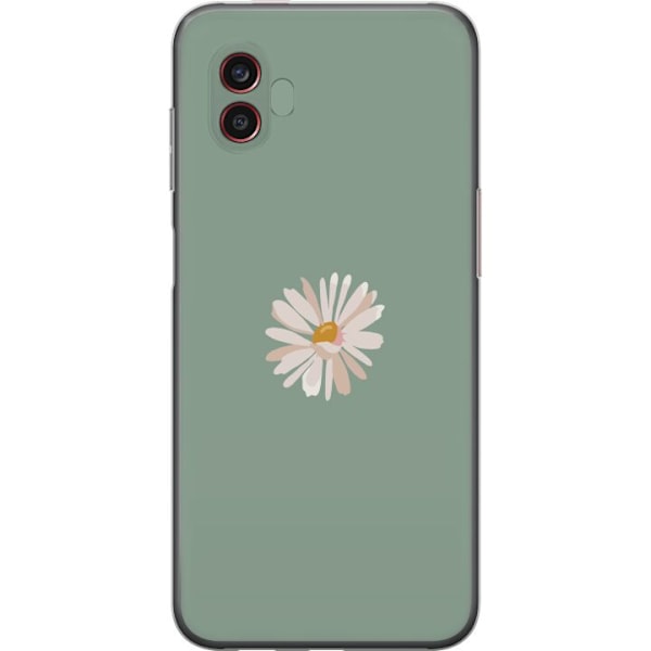 Samsung Galaxy Xcover6 Pro Läpinäkyvä kuori Vihreä Minimalikukka - tyylikäs kukka vihreällä taustalla