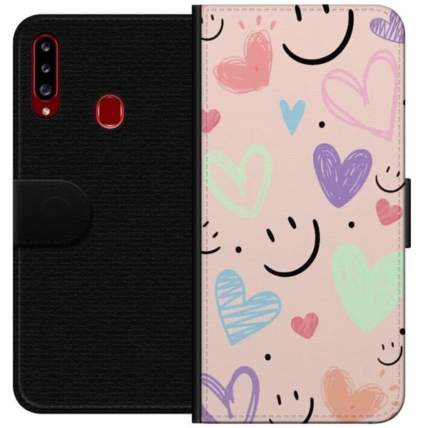 Kompatibel Tegnebogsetui til Samsung Galaxy A20s Glat mønster