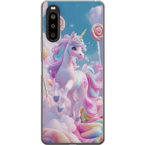 Sony Xperia 10 II Gennemsigtig cover Enhjørning Candy Pastel Kawaii Motiv Sød Populær Farve Grafisk Trend Børne Motiv Fantasy Art