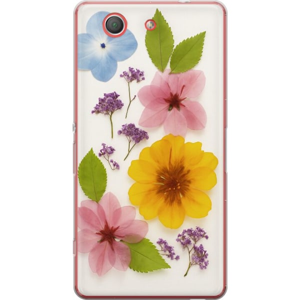 Sony Xperia Z3 Compact Gennemsigtig cover Pressede blomster