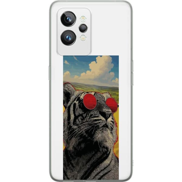 Kompatibelt Mobildeksel til Realme GT2 Pro Cool tiger med røde solbriller i popkunststil grå