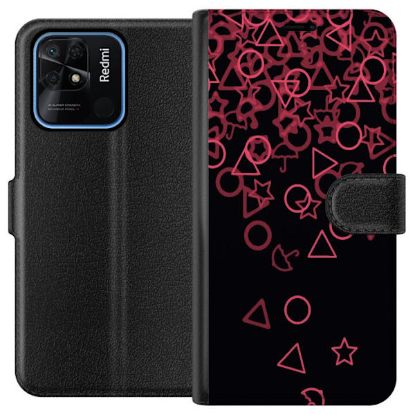 Xiaomi Redmi 10C Plånboksfodral Squid Game Ikoner Serie Design Populärt TV Spel Ikoner Grafiskt Motiv Asiatisk Trend Dramaserie
