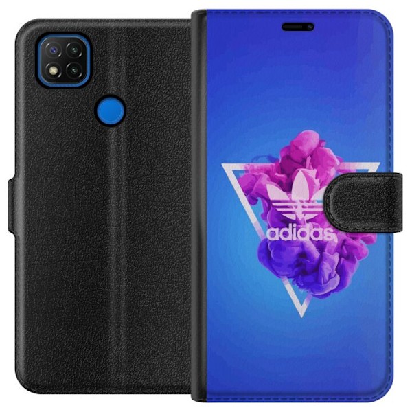 Xiaomi Redmi 9C Tegnebogsetui Adidas-inspireret blåt design -
