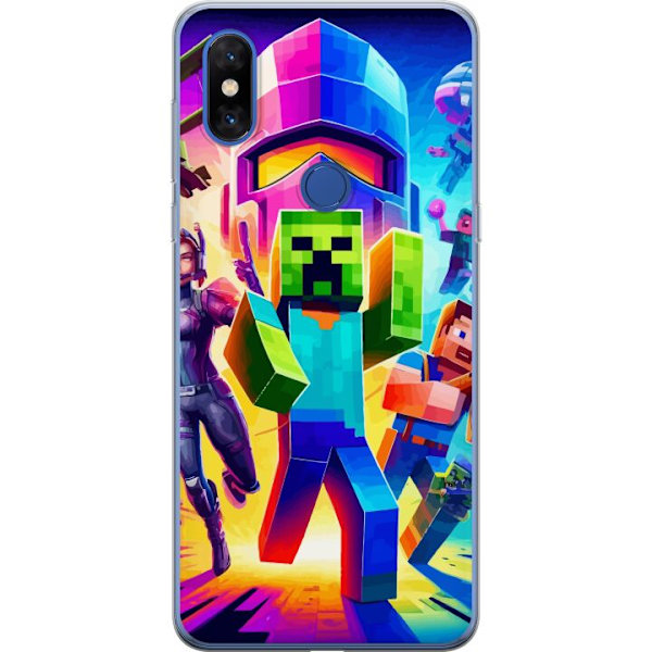 Xiaomi Mi Mix 3 Gjennomsiktig deksel Fortnite vs Minecraft