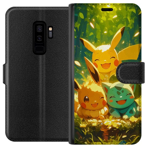 Samsung Galaxy S9+ Plånboksfodral Pixelmonster spelstil – färgstark design för retroälskande gamers