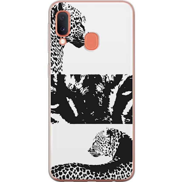 Samsung Galaxy A20e Läpinäkyvä kuori Leopard Faces