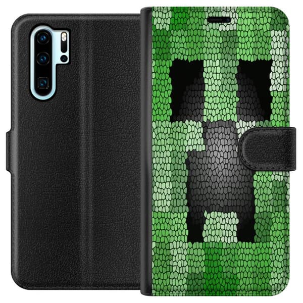 Kompatibelt Lommeboketui til Huawei P30 Pro Creeper / Minecraft