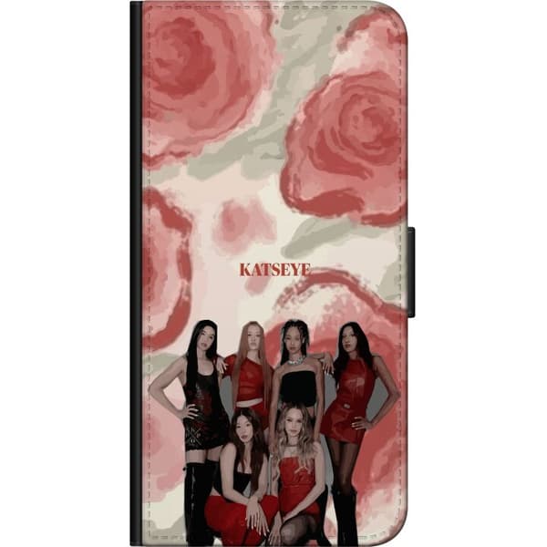 Kompatibel Tegnebogsetui til Xiaomi Redmi Note 9 Pro KATSEYE i elegant gruppeportræt med røde og sorte outfits mod en blød abstrakt baggrund rød