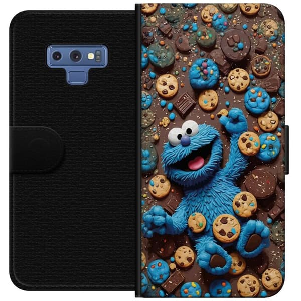 Kompatibelt Plånboksfodral till Samsung Galaxy Note9 Lekfull blå tecknad figur omgiven av kakor blå