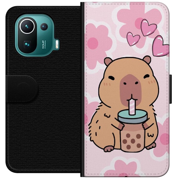Xiaomi Mi 11 Pro Plånboksfodral Kawaii Capybara Hjärtan Anim