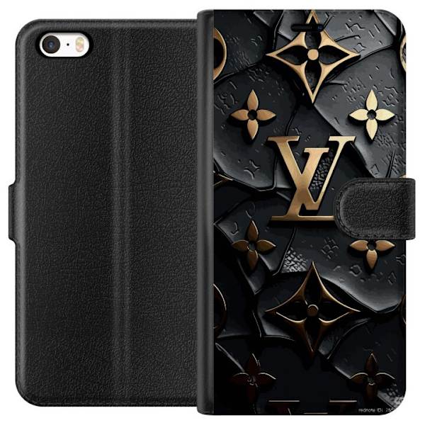 Apple iPhone 5 Tegnebogsetui Louis Vuitton Mørk Tilstand Design Sort Luksus Stil Mode Populær Grafisk Mønster Modeikon Luksusmærke