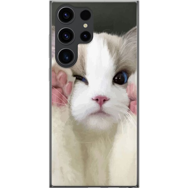Samsung Galaxy S24 Ultra Genomskinligt Skal Katt Hej