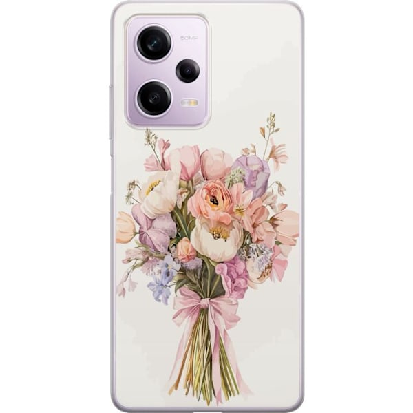 Xiaomi Redmi Note 12 Pro Läpinäkyvä kuori Kännykkäkuori värikkäällä kukkakimpulla romanttisessa tyylissä