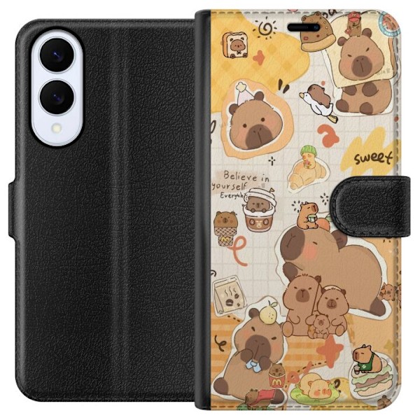 Samsung Galaxy S25 Edge Tegnebogsetui Kawaii capybara mobilskal med gulliga djurmotiv
