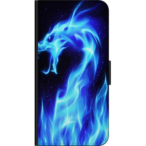 Kompatibelt Plånboksfodral till OnePlus 9 Pro Eldlejon i blå energi och mörker