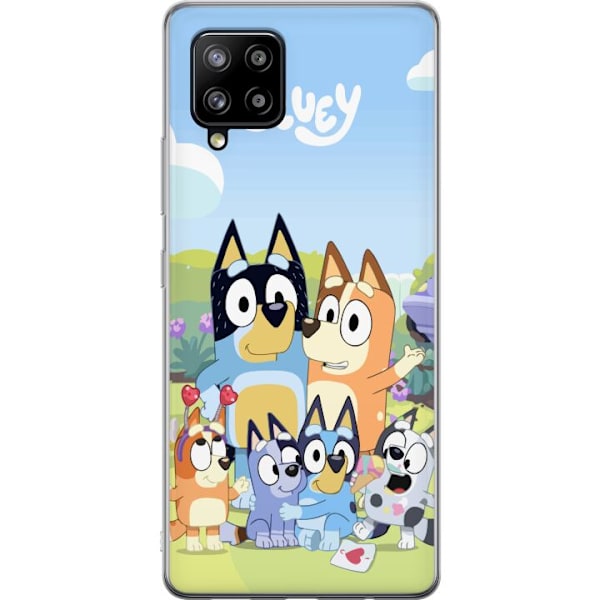Samsung Galaxy A42 5G Genomskinligt Skal Bluey mobilskal med hela familjen i färgglad design