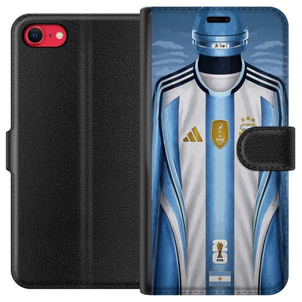 Kompatibel Tegnebogsetui til Apple iPhone 7 Argentinas landsholdstrøje med blå og hvide striber og mesterdetaljer blå