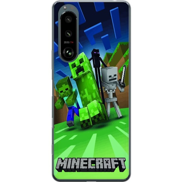 Sony Xperia 5 III Läpinäkyvä kuori Minecraft Creeper mobilskal i klassisk grön pixelstil