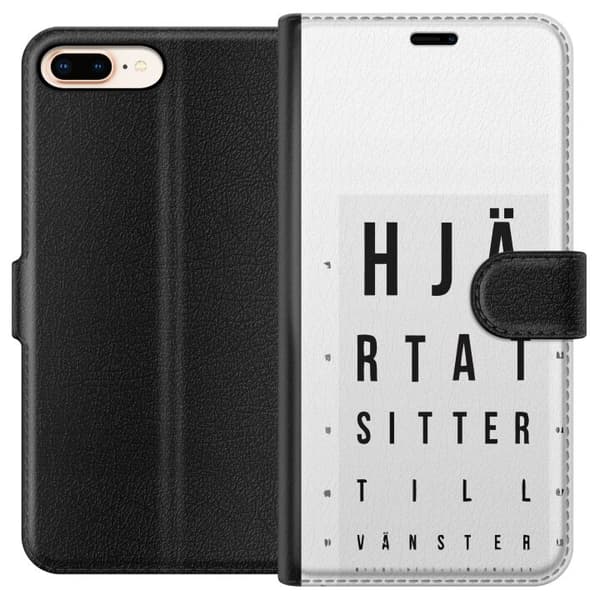 Kompatibelt Lommeboketui til Apple iPhone 7 Plus Hjärntest höger vänster hvit