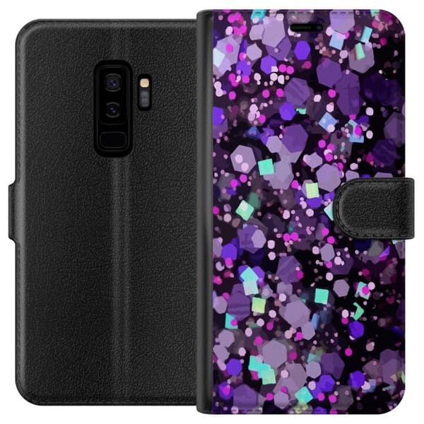 Kompatibel Tegnebogsetui til Samsung Galaxy S9+ Lilla Glitter