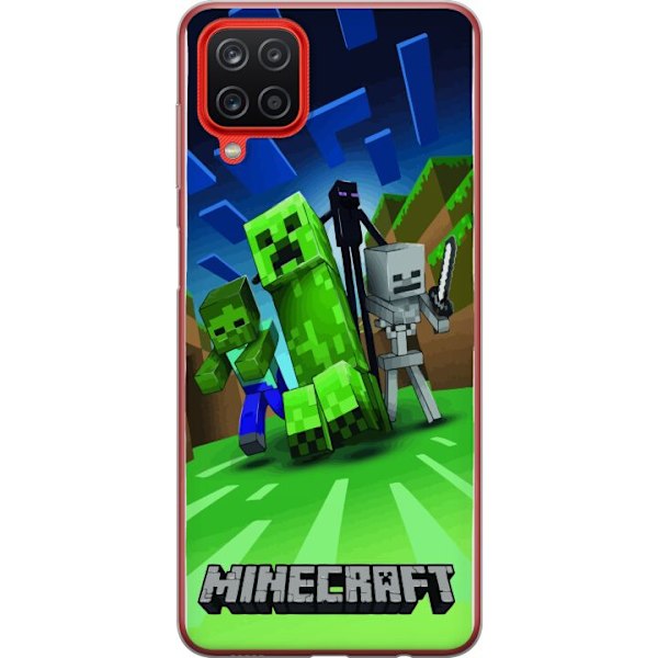 Samsung Galaxy A12 Gennemsigtig cover Minecraft Creeper mobilskal i klassisk grön pixelstil