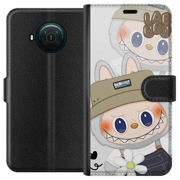 Nokia X10 Tegnebogsetui Labubu Minimal Mood - Enkel og stilren monsterdesign