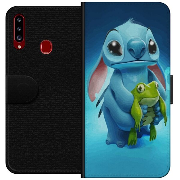 Samsung Galaxy A20s Lompakkokotelo Stitch ja sammakko