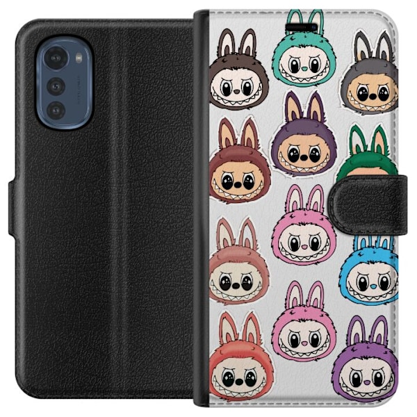 Motorola Moto E32s Lommeboketui Labubu Macaron Monster - Søt