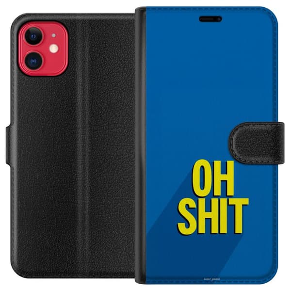 Kompatibelt Plånboksfodral till Apple iPhone 11 Oh Shit text blå
