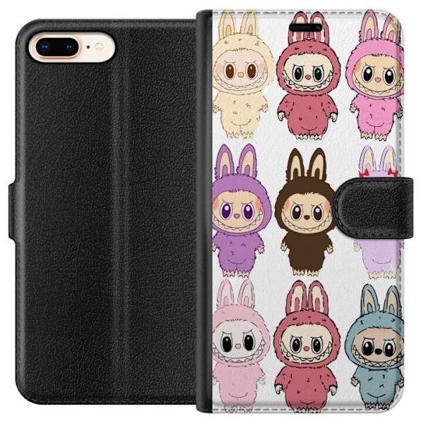 Apple iPhone 8 Plus Lommeboketui Labubu Pink Monster - Popkuns