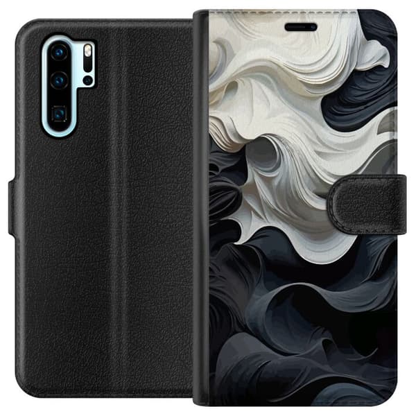 Kompatibel Tegnebogsetui til Huawei P30 Pro Silke Sort/Hvid
