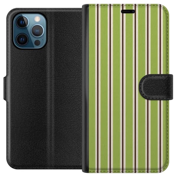 Kompatibelt Plånboksfodral till Apple iPhone 12 Pro Matcha Stripe grön