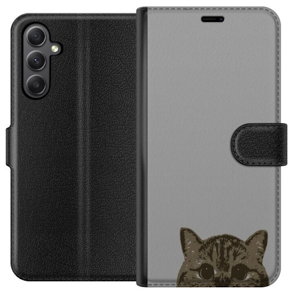 Samsung Galaxy S23 FE Lommeboketui Grå Kattblikk - stilren ka