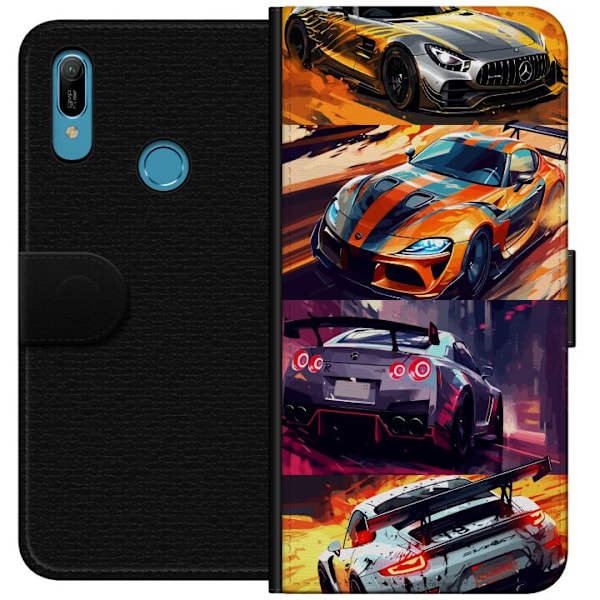 Huawei Y6 (2019) Lompakkokotelo Ralli kuume - vauhdikas teema
