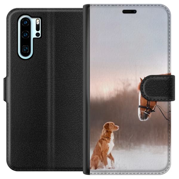 Kompatibelt Lommeboketui til Huawei P30 Pro Hest & Hund