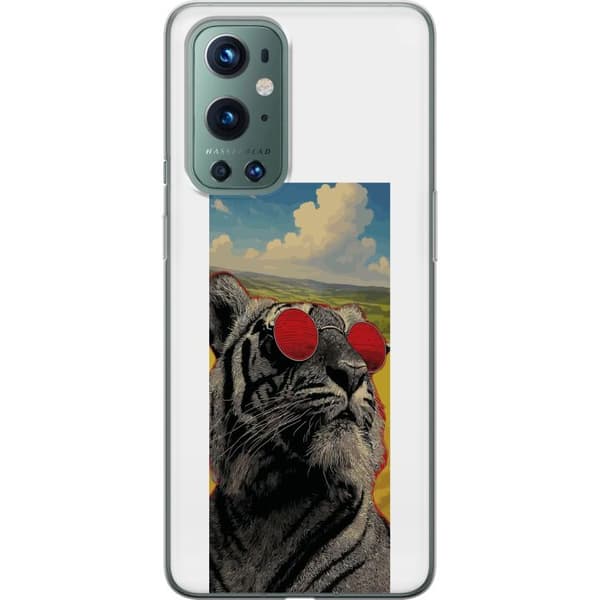 Kompatibelt Mobildeksel til OnePlus 9 Pro Cool tiger med røde solbriller i popkunststil grå